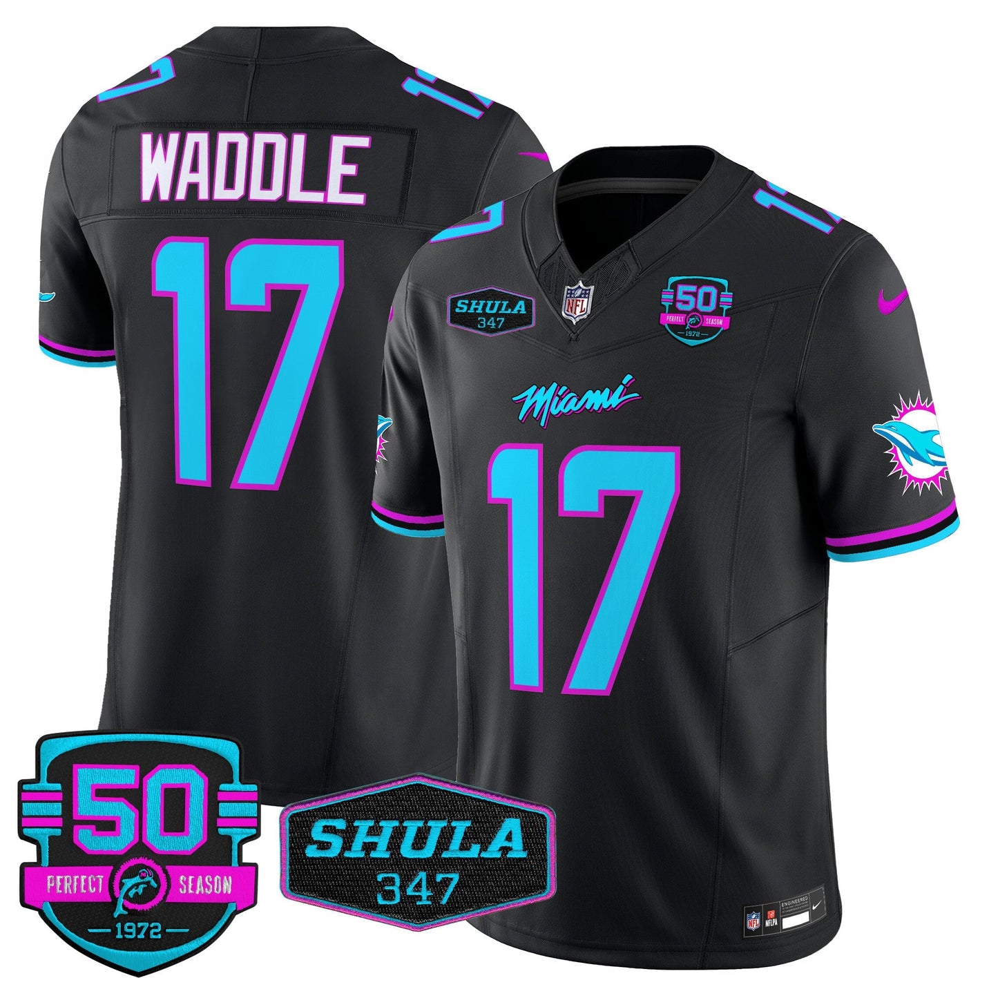 Men's Dolphins "Miami Vice" Vapor Limited Jersey V4 - All Stitched