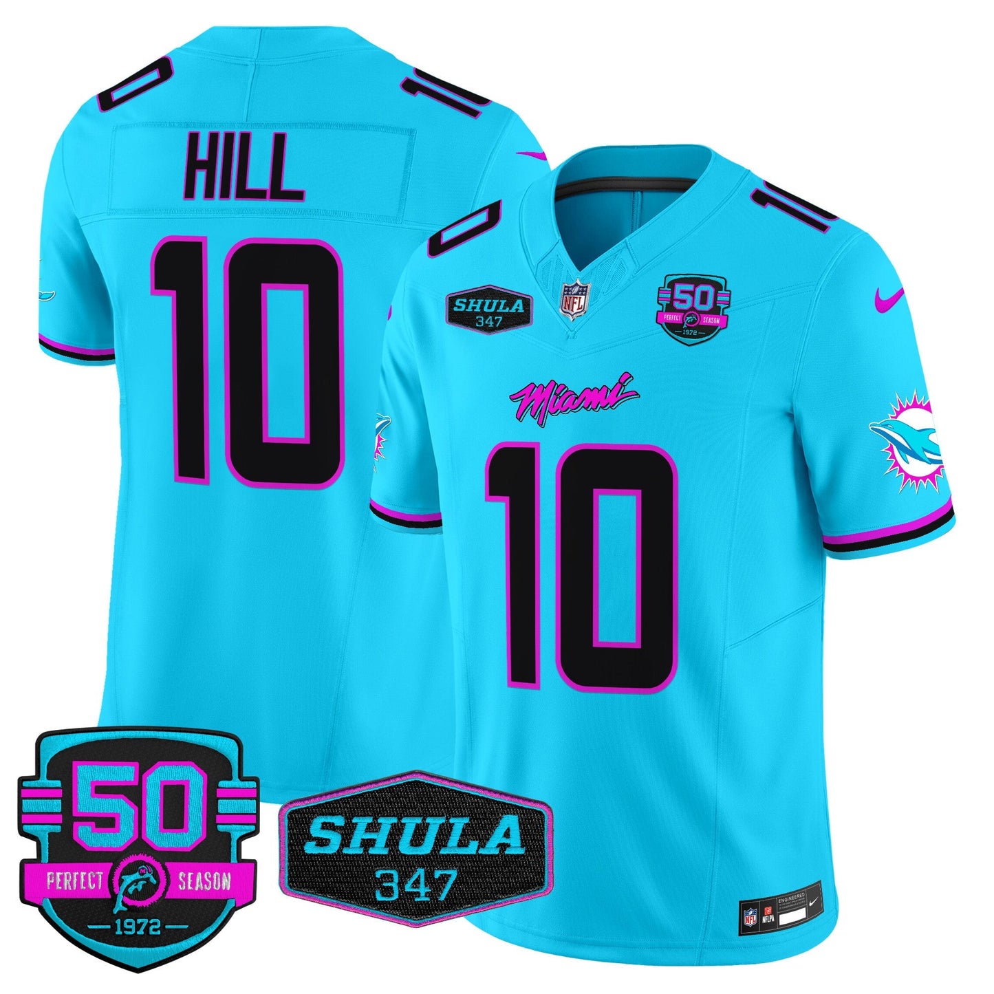 Men's Dolphins "Miami Vice" Vapor Limited Jersey V4 - All Stitched