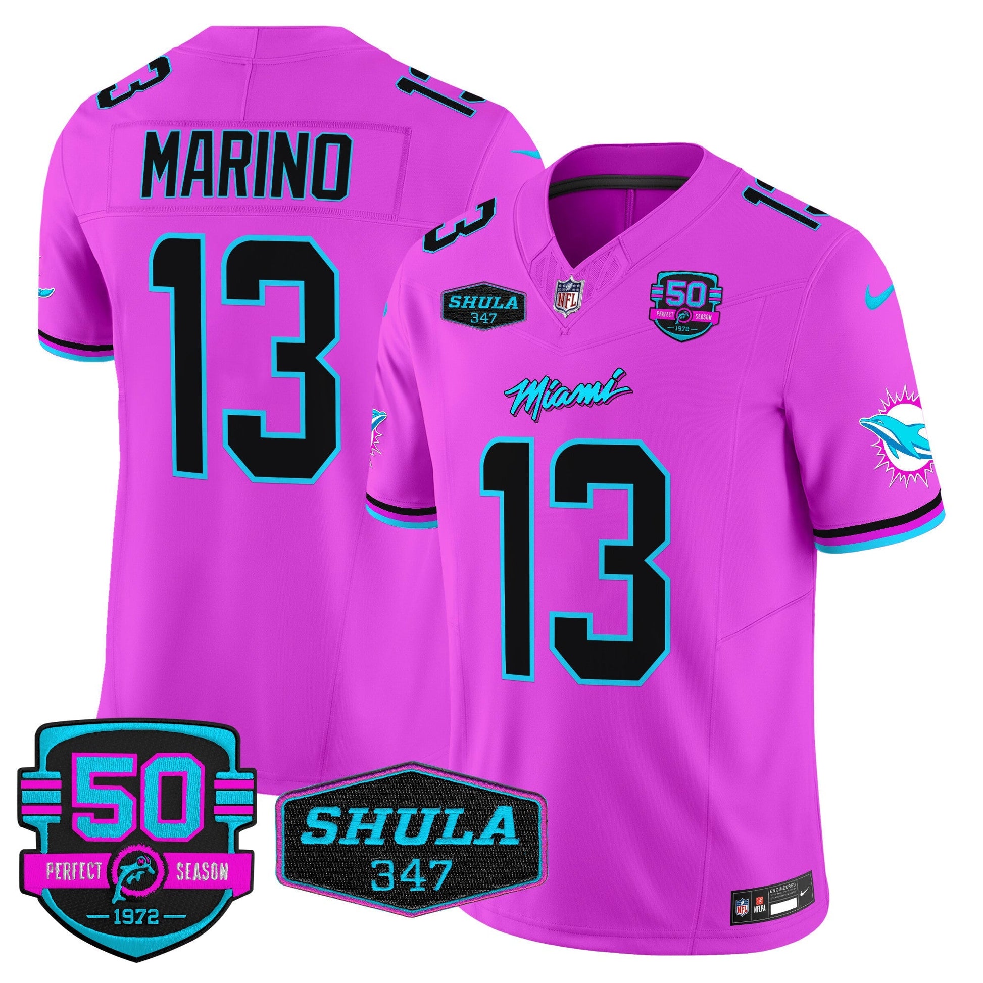 Men's Dolphins "Miami Vice" Vapor Limited Jersey V4 - All Stitched