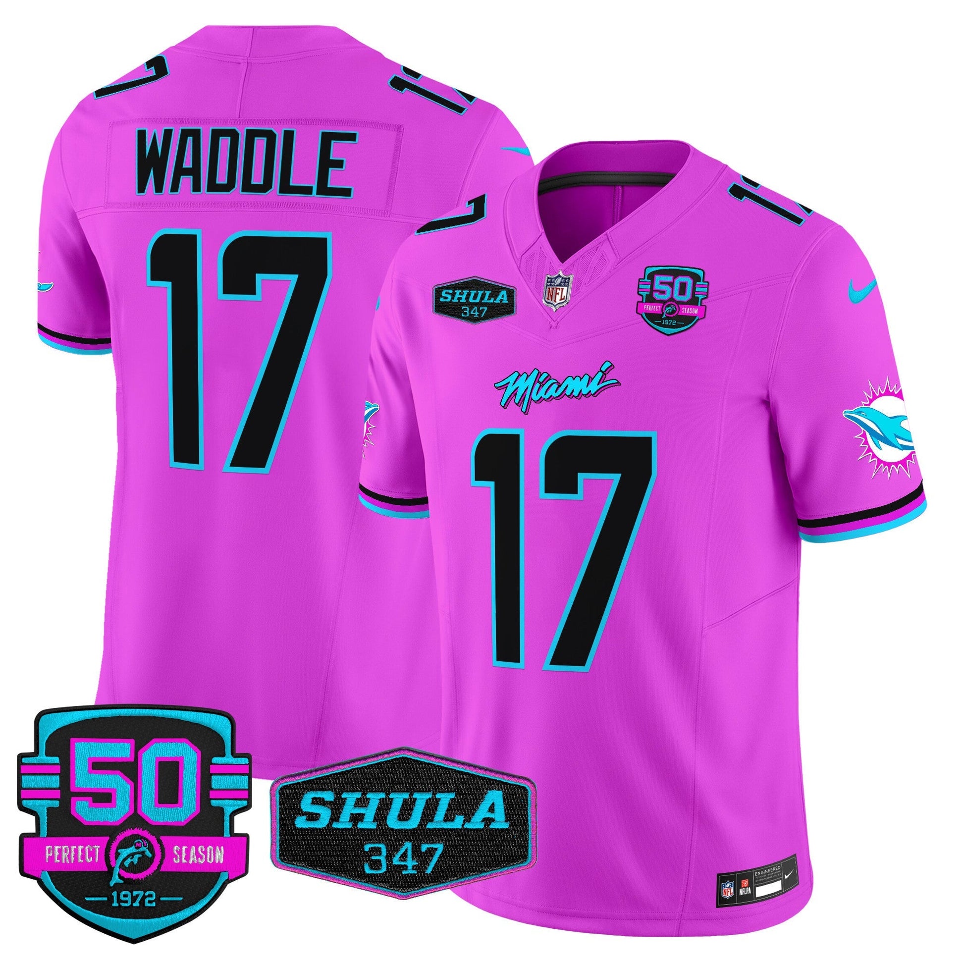 Men's Dolphins "Miami Vice" Vapor Limited Jersey V4 - All Stitched