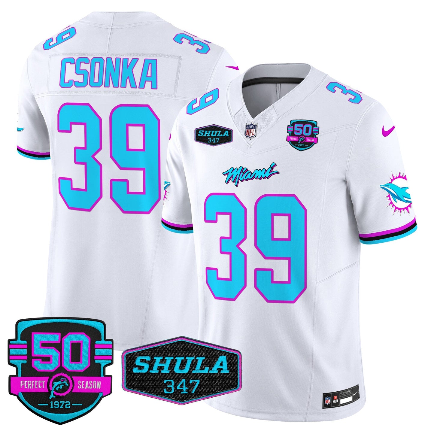 Men's Dolphins "Miami Vice" Vapor Limited Jersey V4 - All Stitched