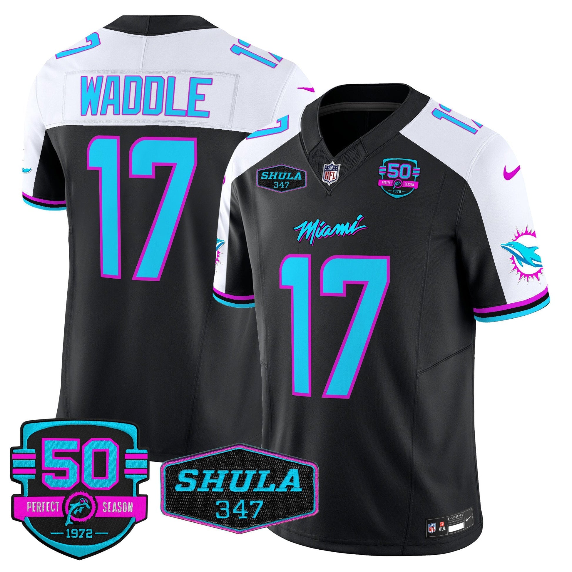 Men's Dolphins "Miami Vice" Vapor Limited Jersey V4 - All Stitched