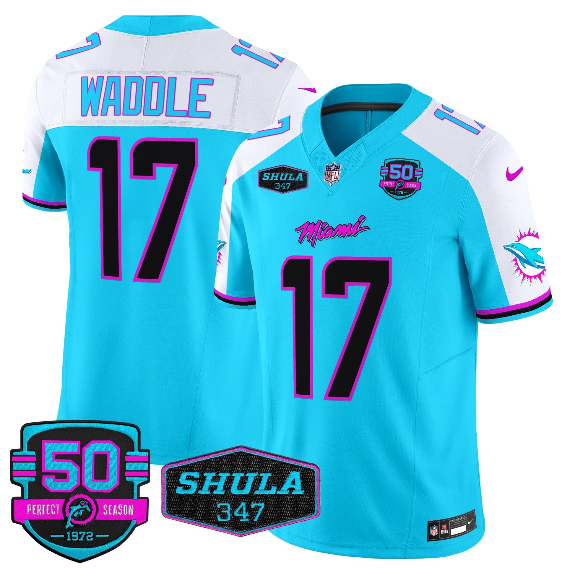Men's Dolphins "Miami Vice" Vapor Limited Jersey V4 - All Stitched