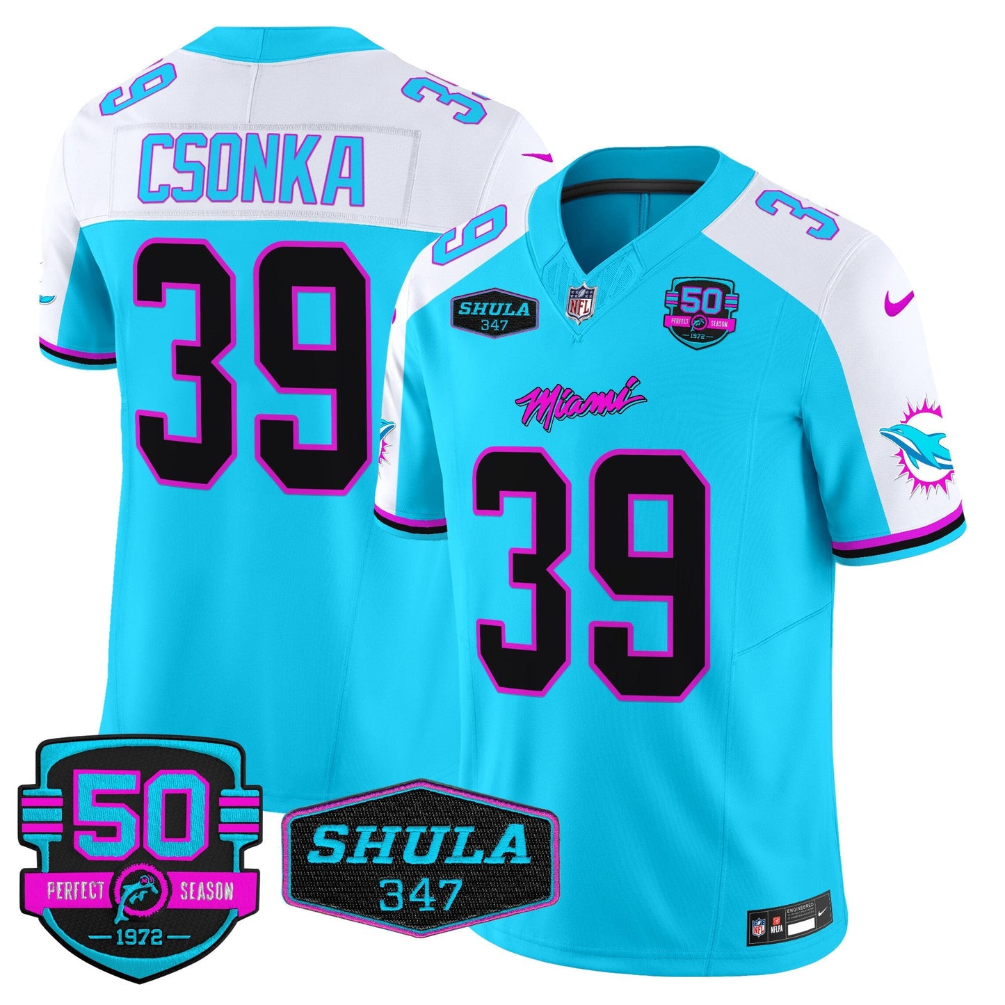 Men's Dolphins "Miami Vice" Vapor Limited Jersey V4 - All Stitched