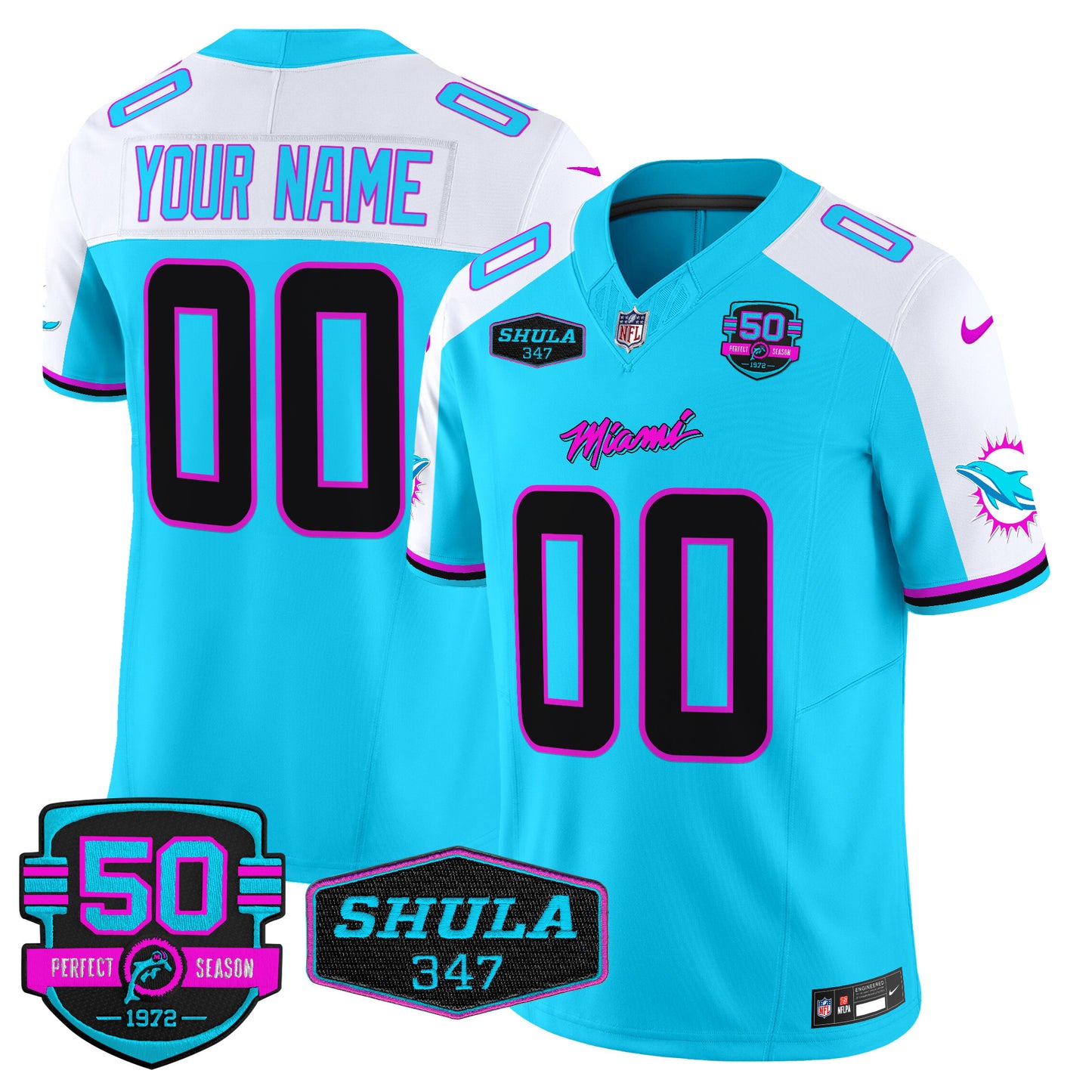 Dolphins Miami Vice Vapor Limited Custom Jersey V4 - All Stitched