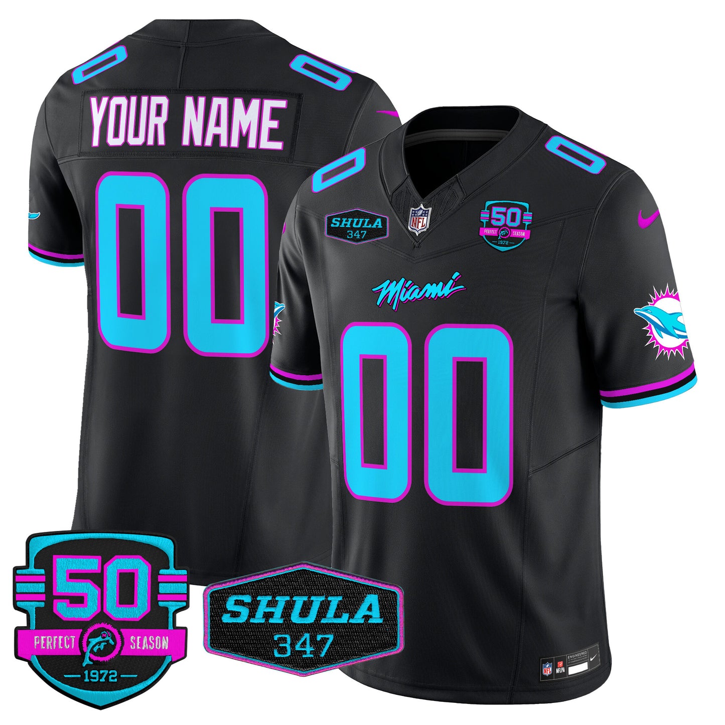 Dolphins Miami Vice Vapor Limited Custom Jersey V4 - All Stitched