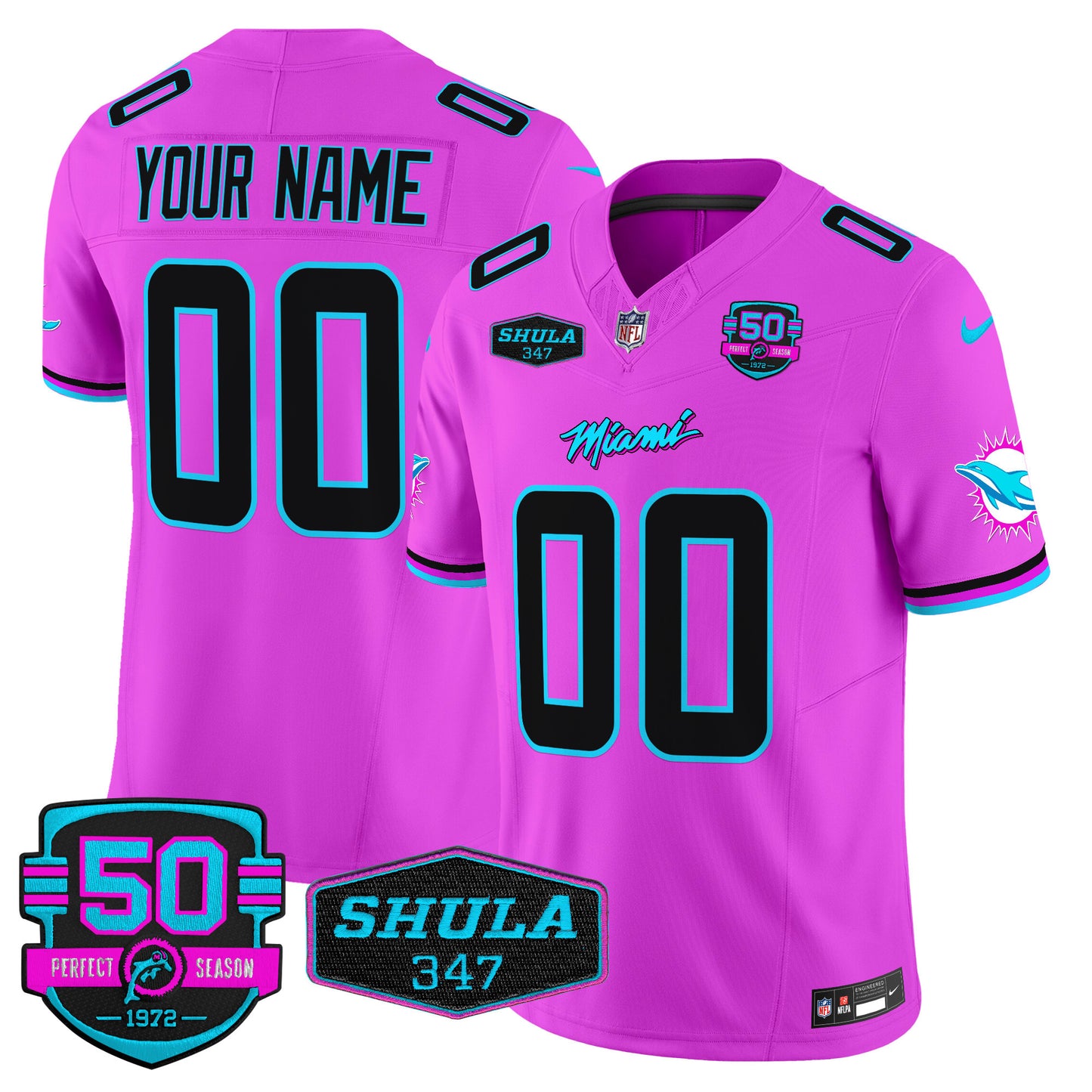 Dolphins Miami Vice Vapor Limited Custom Jersey V4 - All Stitched