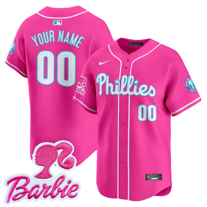 Phillies Barbie Patch Vapor Premier Limited Custom Jersey - All Stitched