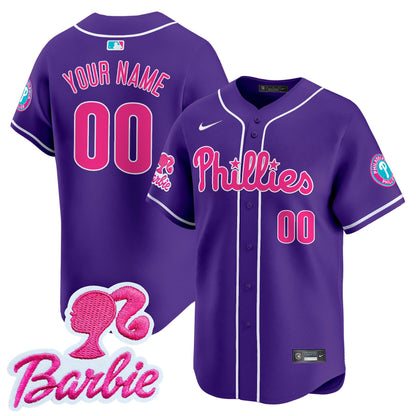 Phillies Barbie Patch Vapor Premier Limited Custom Jersey - All Stitched