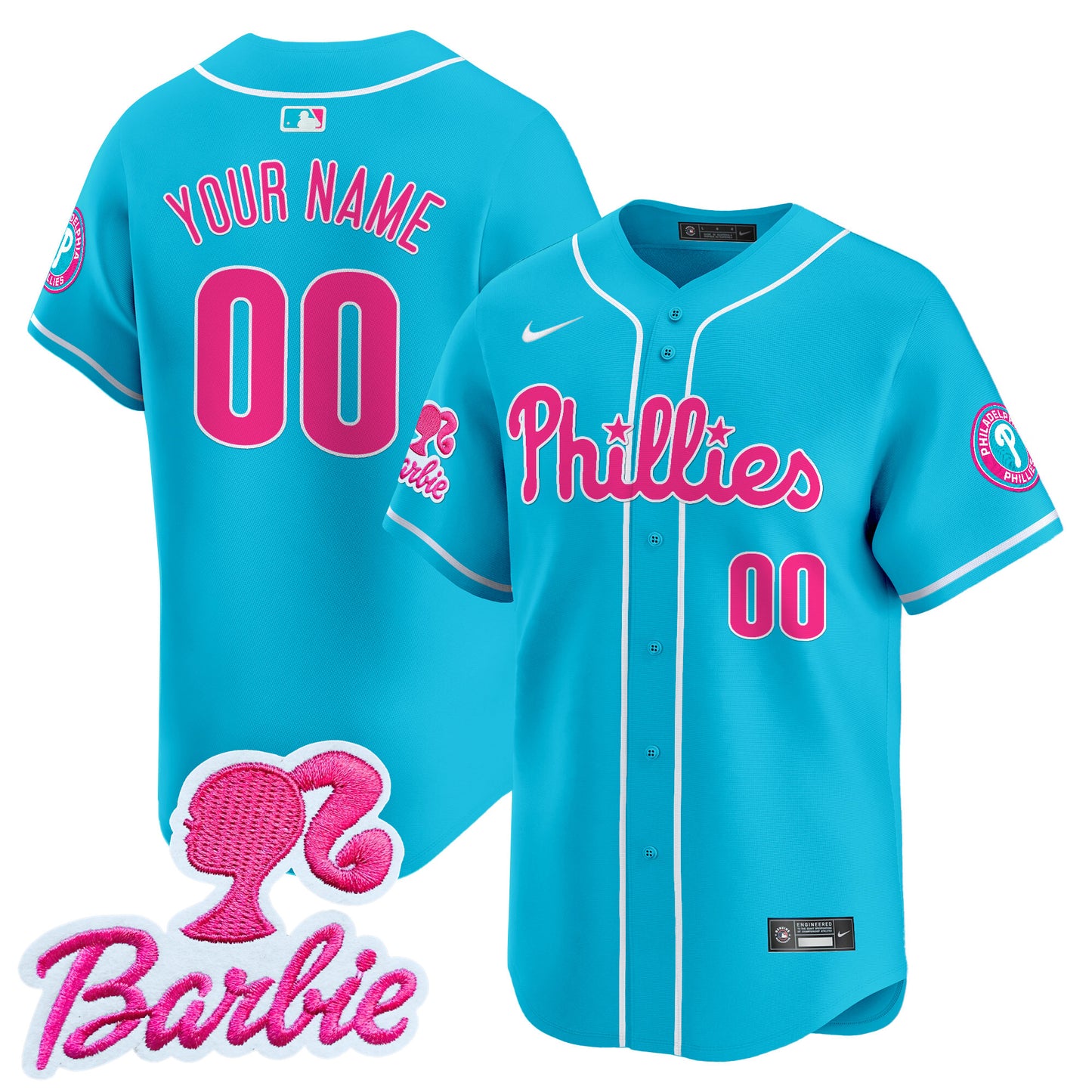 Phillies Barbie Patch Vapor Premier Limited Custom Jersey - All Stitched