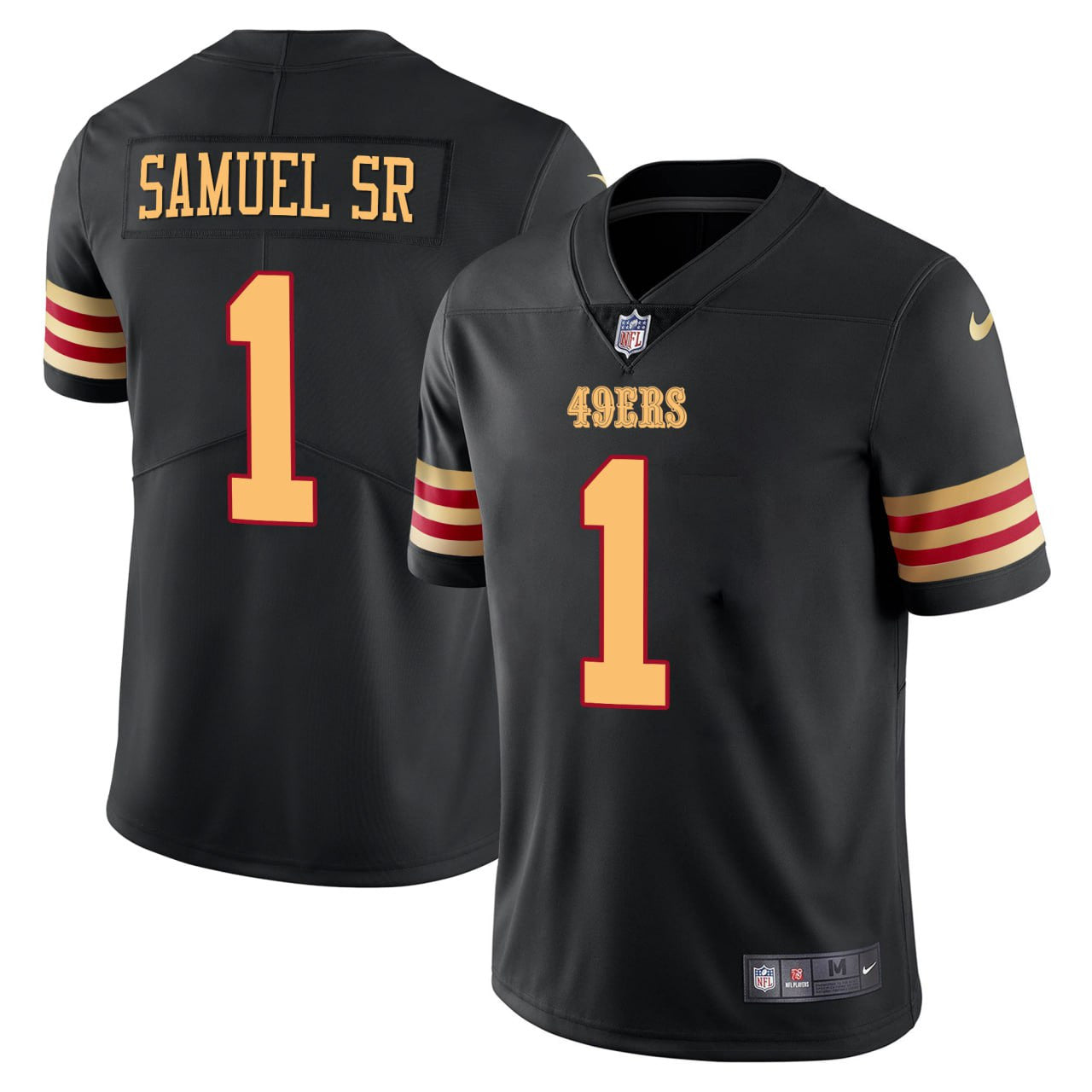 Deebo Samuel Sr #1 49ers Black Jersey - All Stitched