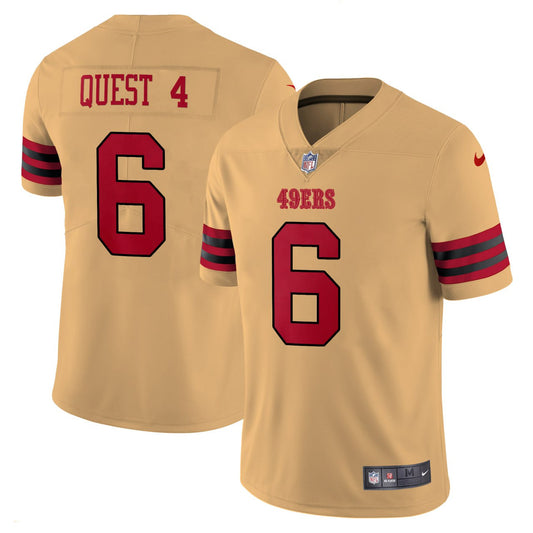 QUEST 4 #6 San Francisco 49ers Gold Jersey - All Stitched