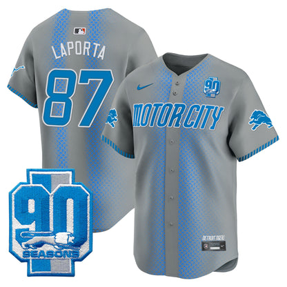 Detroit Lions 90th Year Patch Vapor Premier Limited Jersey - All Stitched