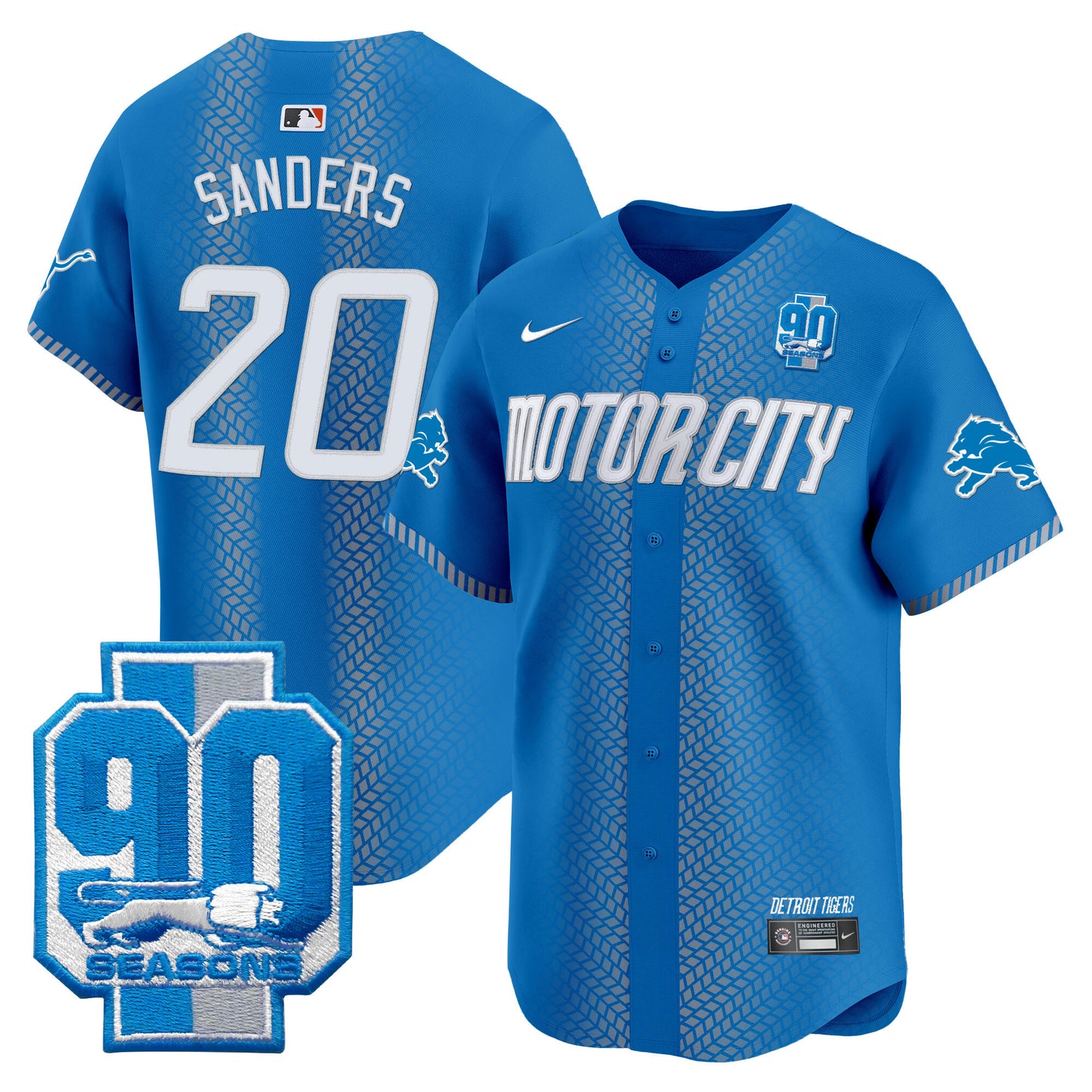 Detroit Lions 90th Year Patch Vapor Premier Limited Jersey - All Stitched