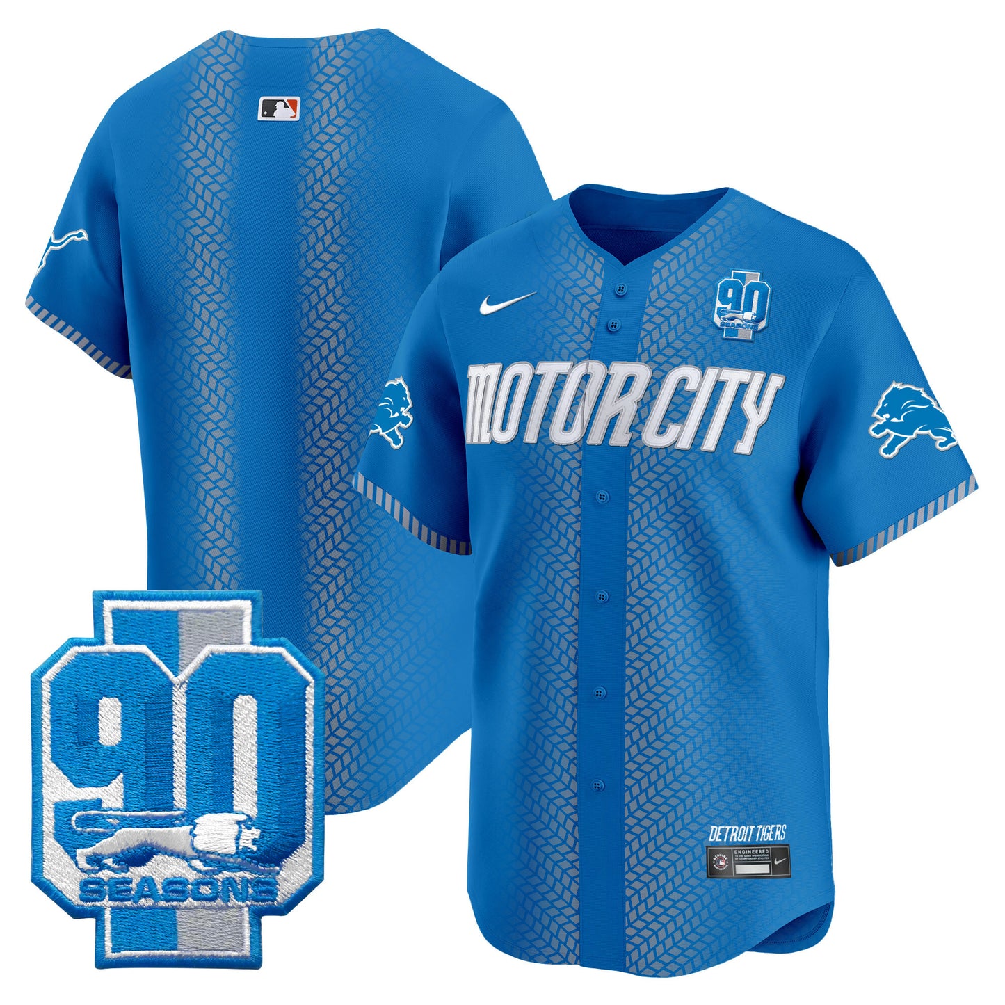 Detroit Lions 90th Year Patch Vapor Premier Limited Jersey - All Stitched