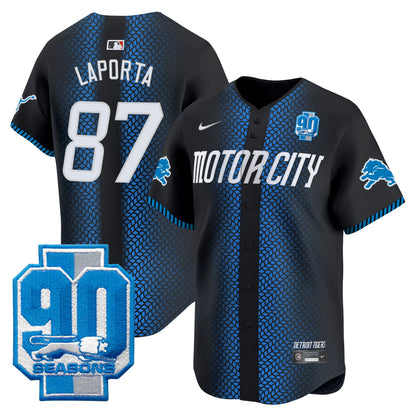 Detroit Lions 90th Year Patch Vapor Premier Limited Jersey - All Stitched