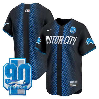 Detroit Lions 90th Year Patch Vapor Premier Limited Jersey - All Stitched