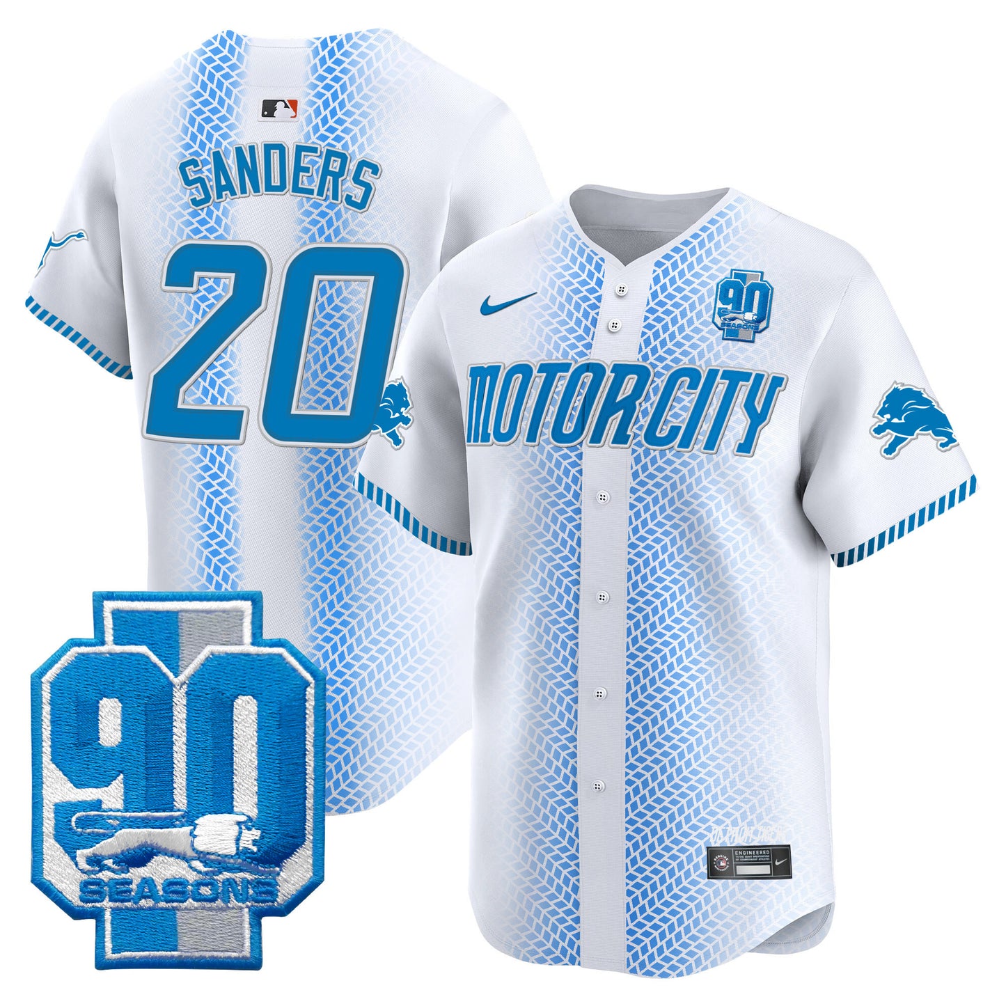 Detroit Lions 90th Year Patch Vapor Premier Limited Jersey - All Stitched