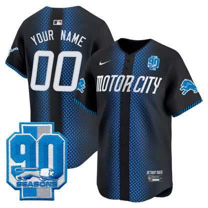 Detroit Lions 90th Year Patch Vapor Premier Limited Custom Jersey - All Stitched