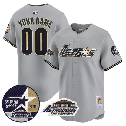 Astros 1999 Throwback 35th & Astrodome Patch Vapor Premier Limited Custom Jersey V3 - All Stitched