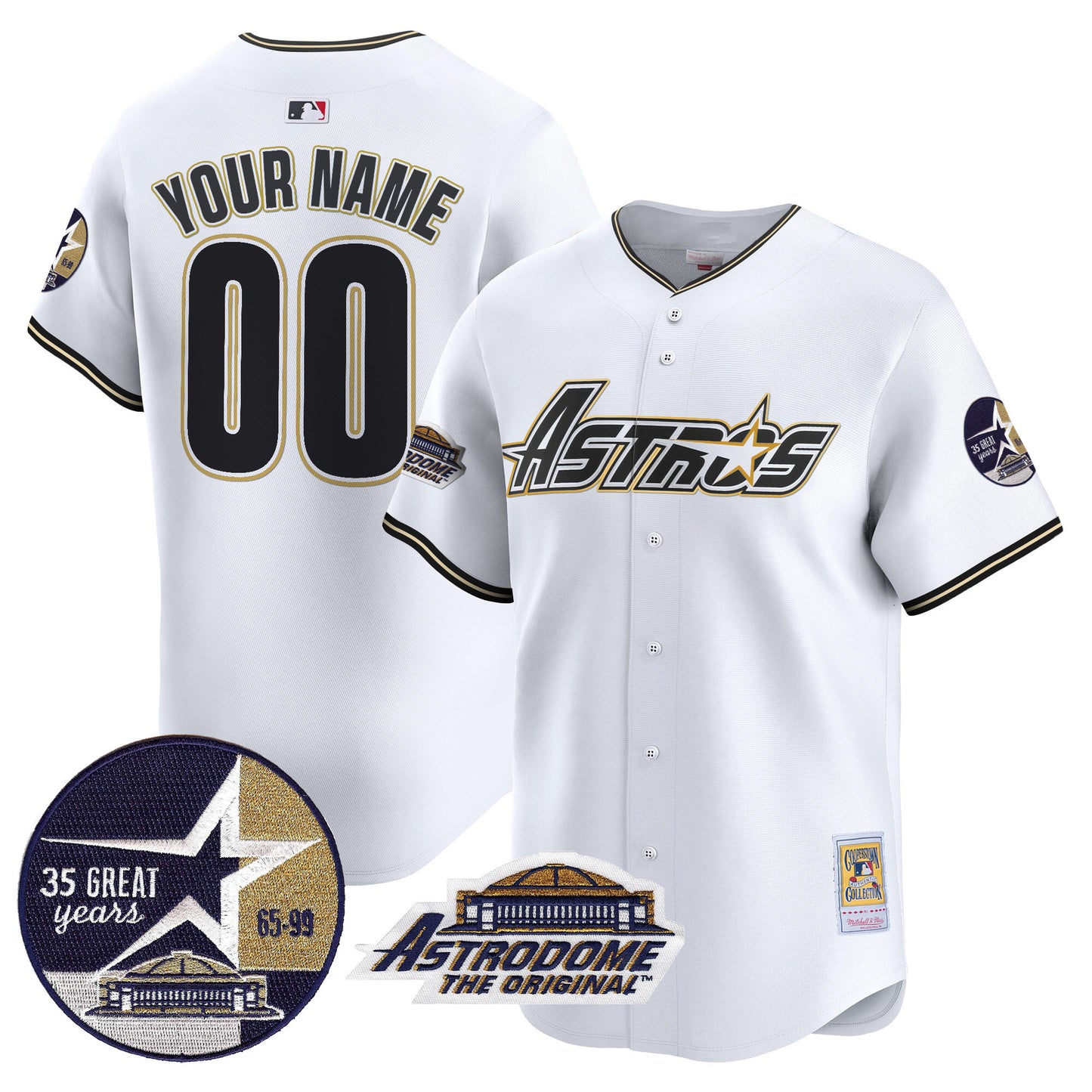 Astros 1999 Throwback 35th & Astrodome Patch Vapor Premier Limited Custom Jersey V3 - All Stitched