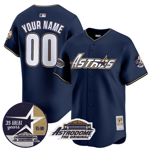 Astros 1999 Throwback 35th & Astrodome Patch Vapor Premier Limited Custom Jersey V3 - All Stitched