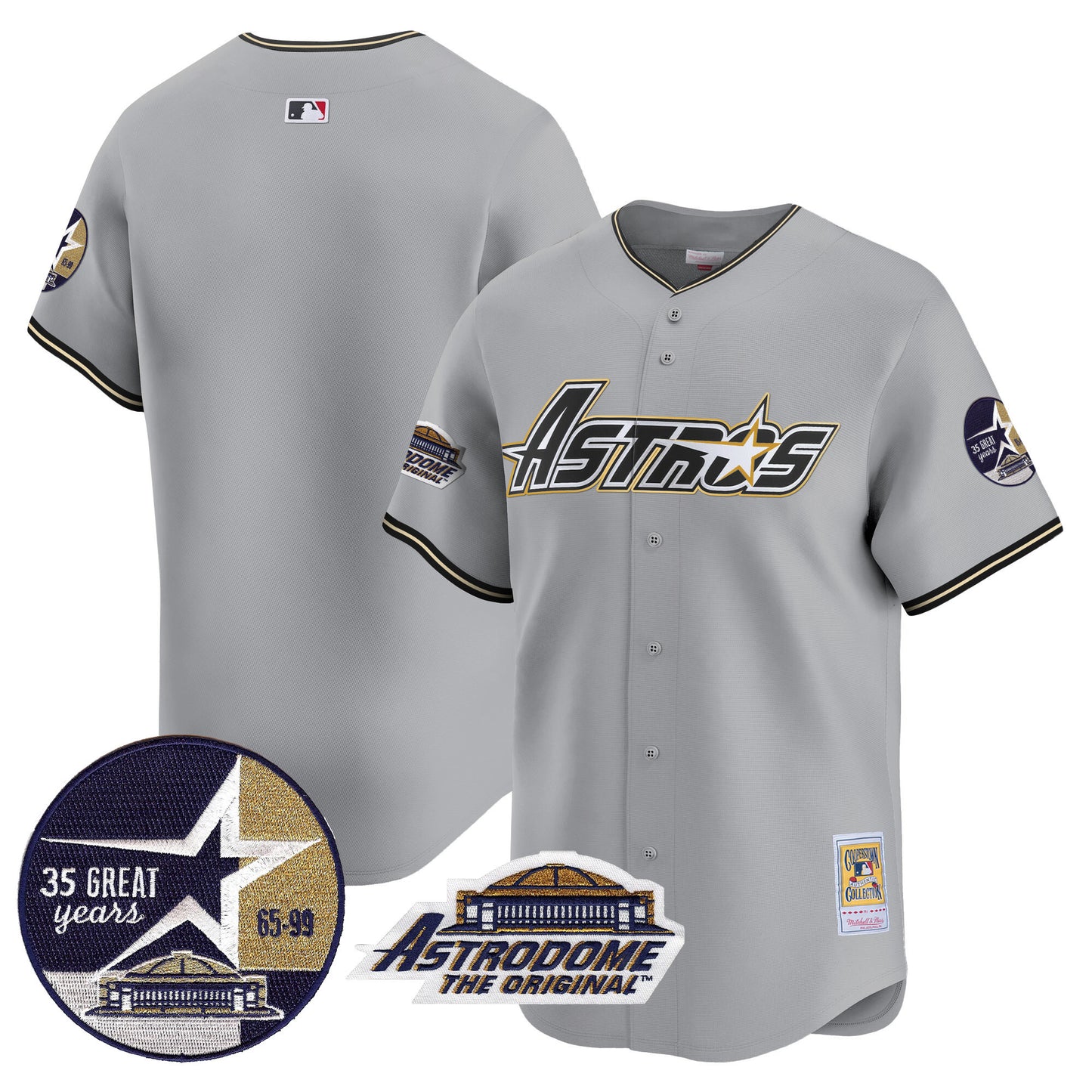 Astros 1999 Throwback 35th & Astrodome Patch Vapor Premier Limited Jersey V3 - All Stitched