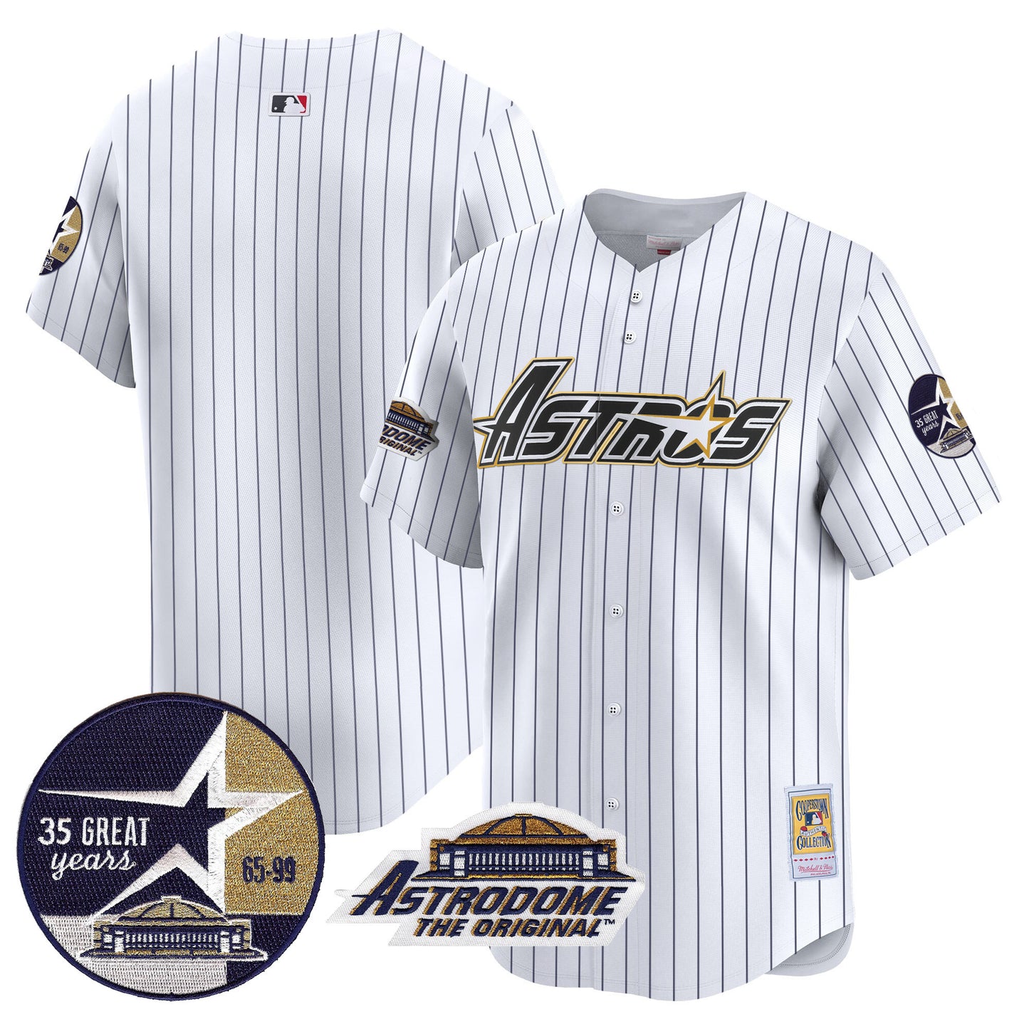 Astros 1999 Throwback 35th & Astrodome Patch Vapor Premier Limited Jersey V3 - All Stitched