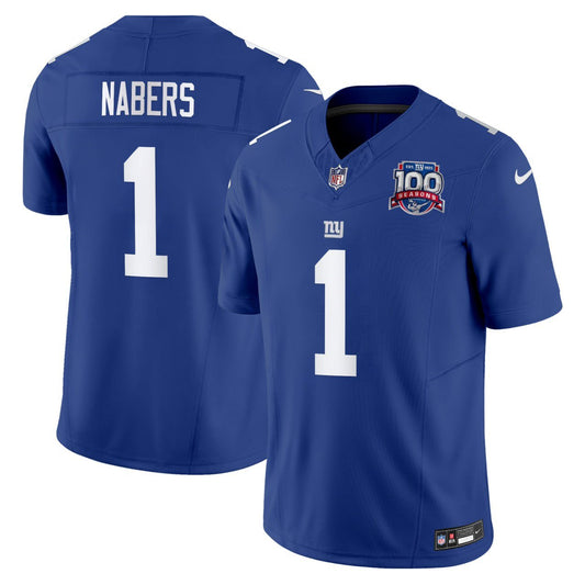 Malik Nabers #1 New York Giants Royal Jersey - All Stitched