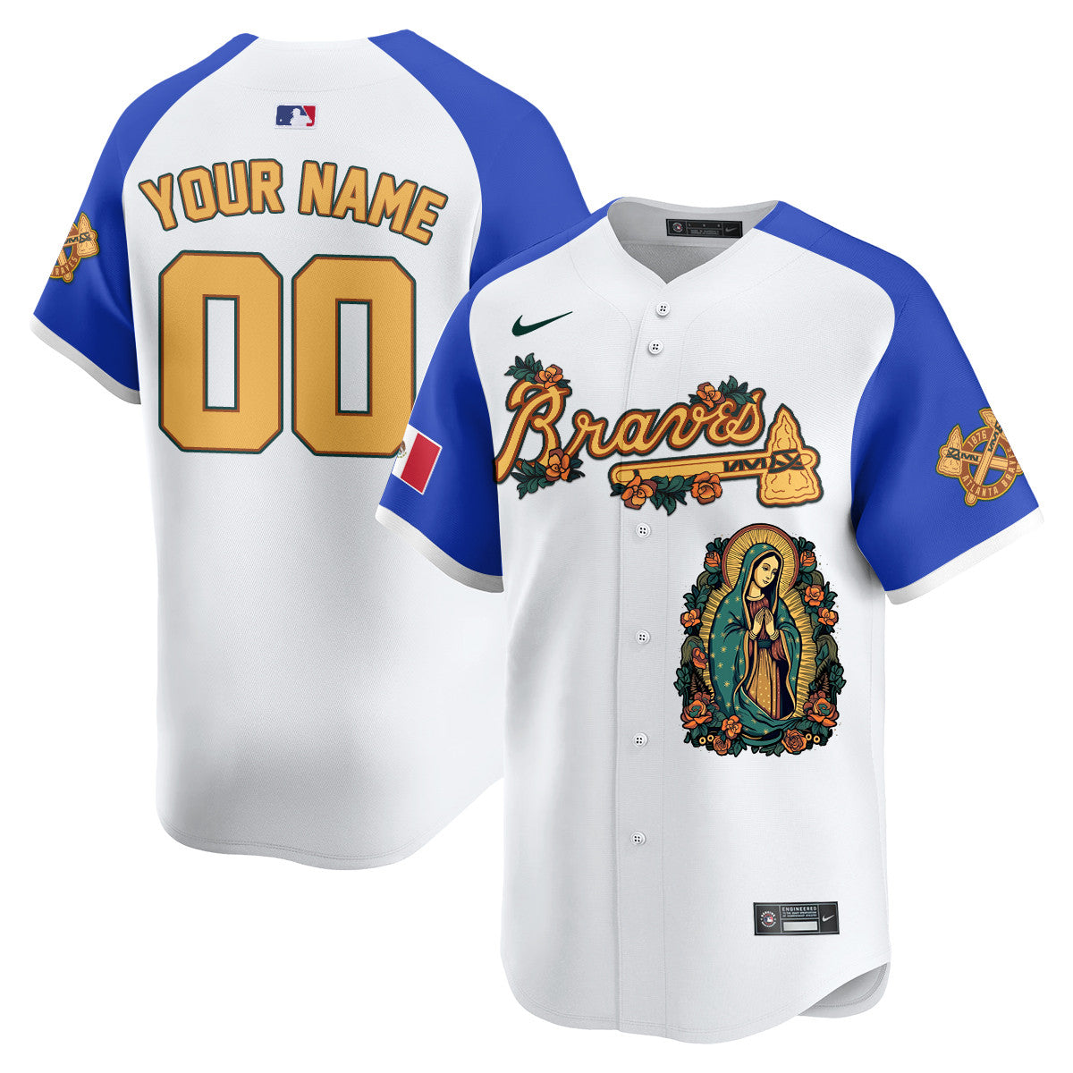 Custom Braves Mexico Guadalupe Vapor Premier Limited Jersey - Printed