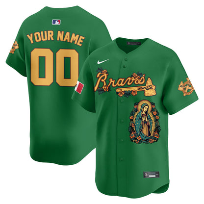 Custom Braves Mexico Guadalupe Vapor Premier Limited Jersey - Printed