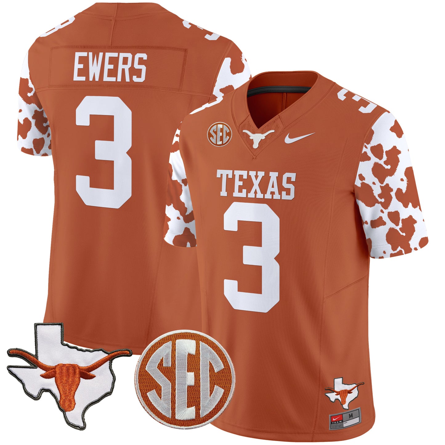 Texas Longhorns Cow Spots Vapor Limited Jersey - All Stitched