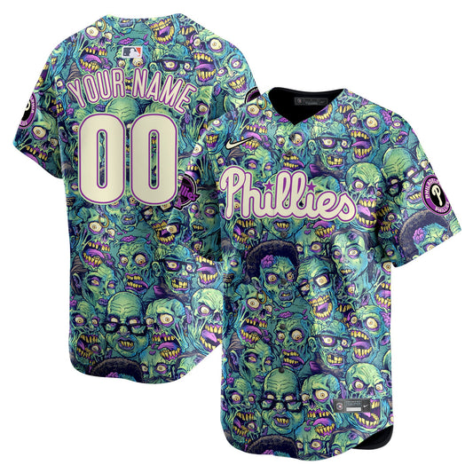 Phillies Halloween Zombie Horror Vapor Premier Limited Custom Jersey - Printed