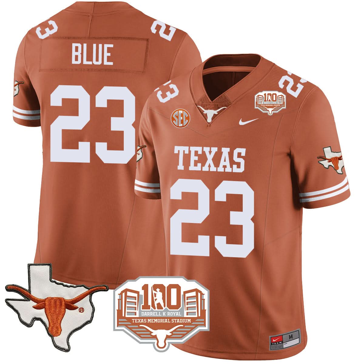 Texas Longhorns 2024 Vapor Jersey - 100 years of Darrell K Royal - All Stitched