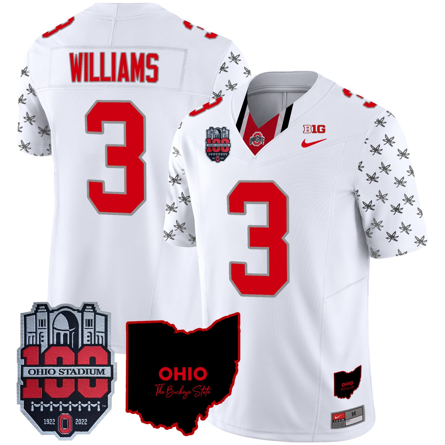 Ohio State Buckeyes 100th Anniversary Patch Vapor Limited Jersey - All Stitched