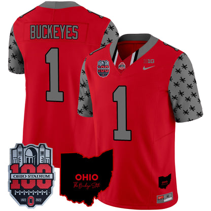 Ohio State Buckeyes 100th Anniversary Patch Vapor Limited Jersey - All Stitched