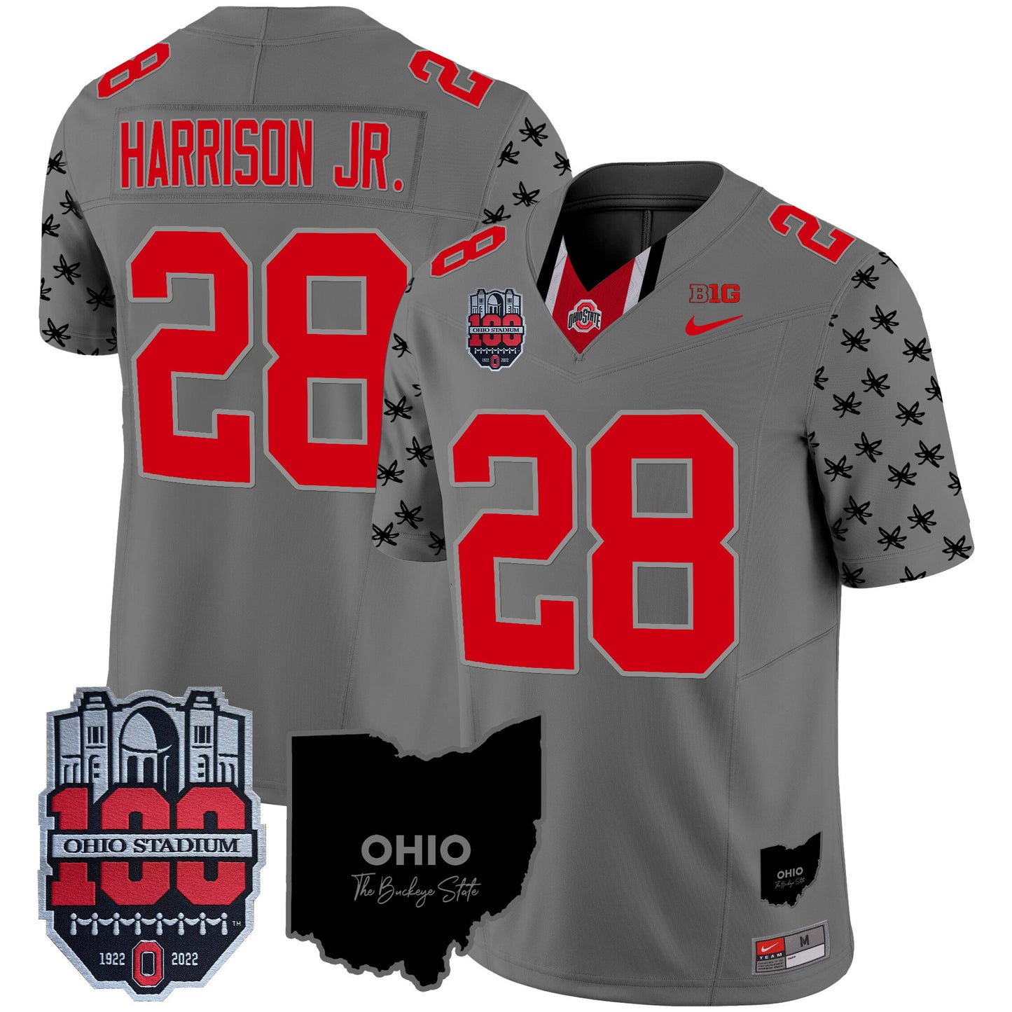 Ohio State Buckeyes 100th Anniversary Patch Vapor Limited Jersey - All Stitched