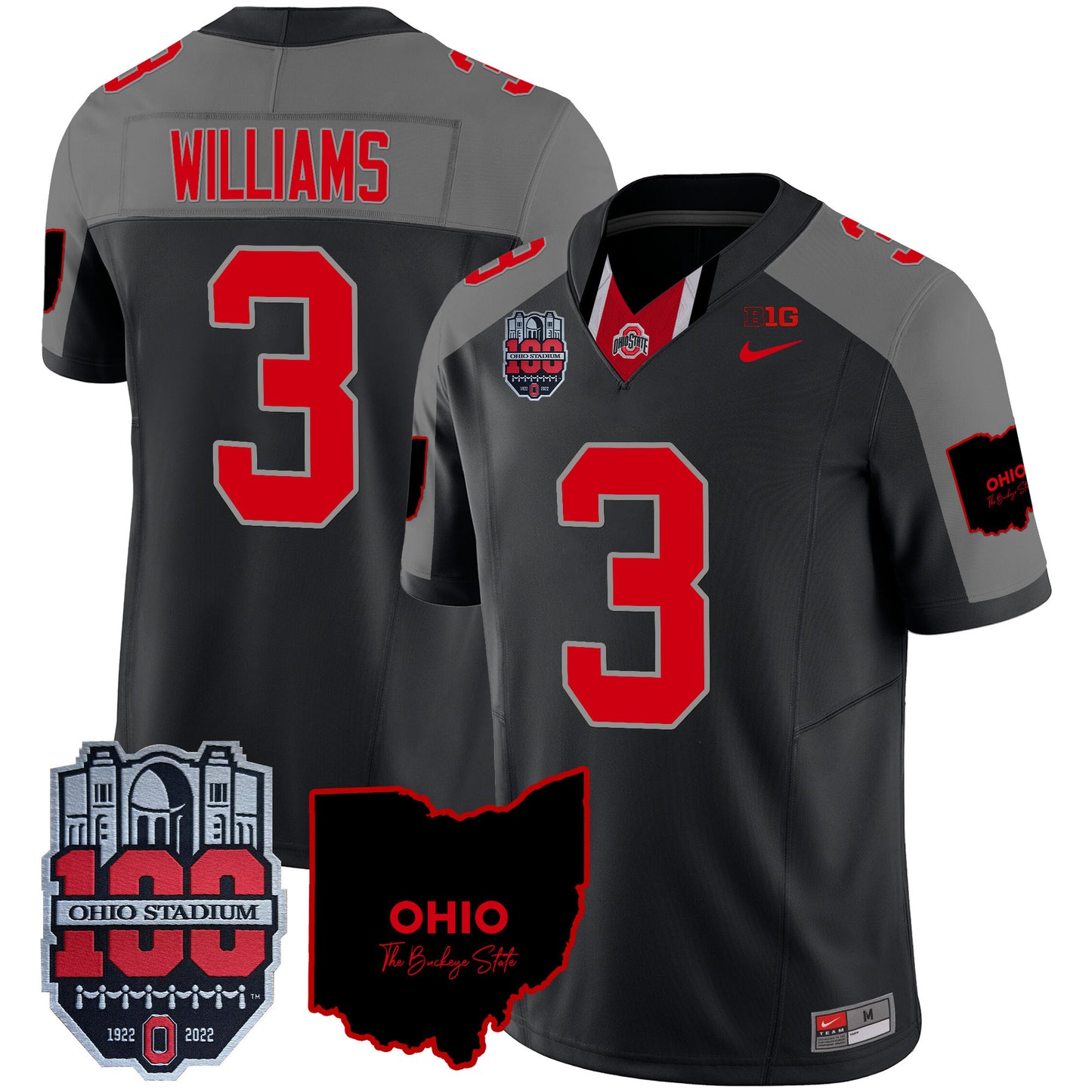 Ohio State Buckeyes 100th Anniversary Patch Vapor Limited Jersey - All Stitched