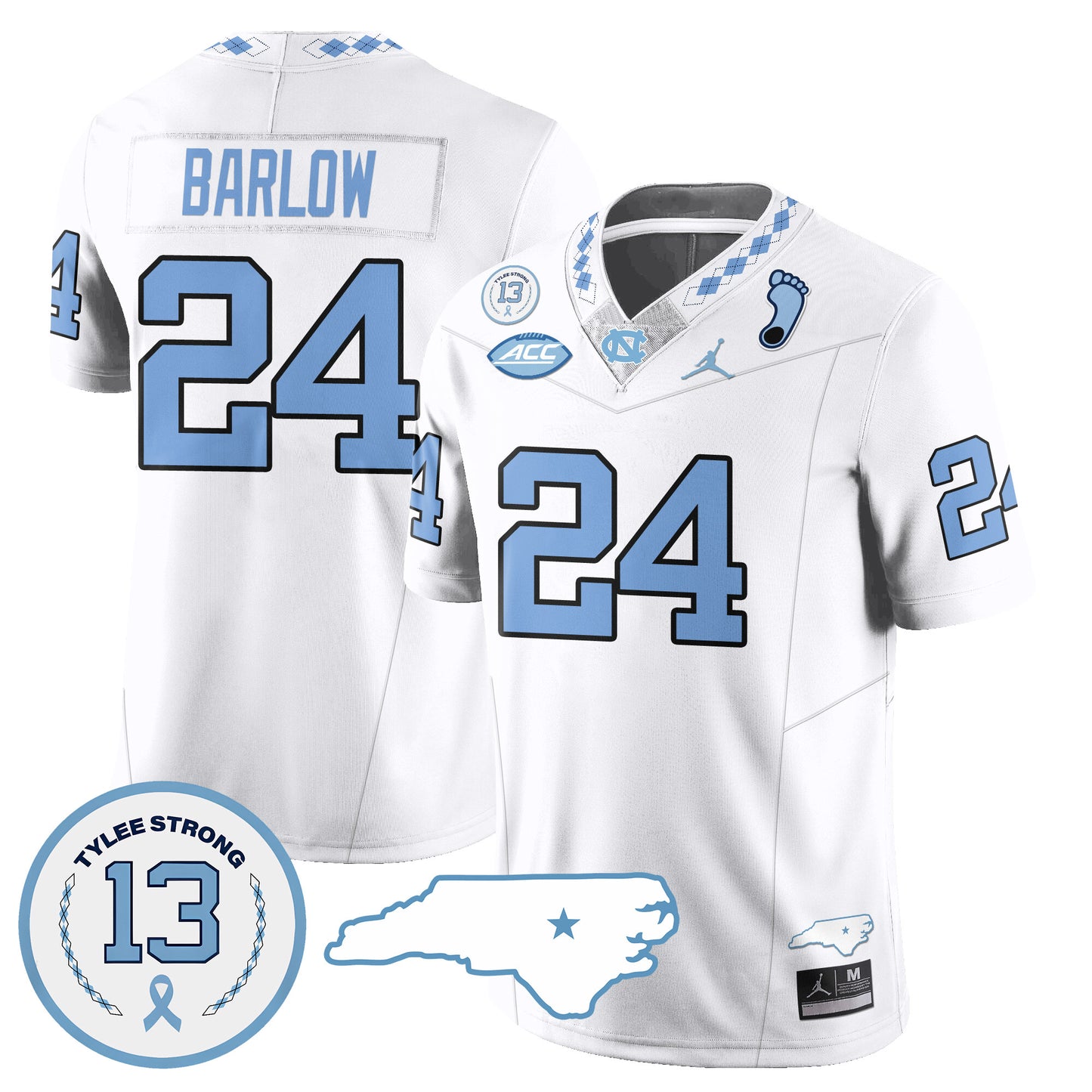 North Carolina Tar Heels Football 2024 Vapor Jersey - All Stitched