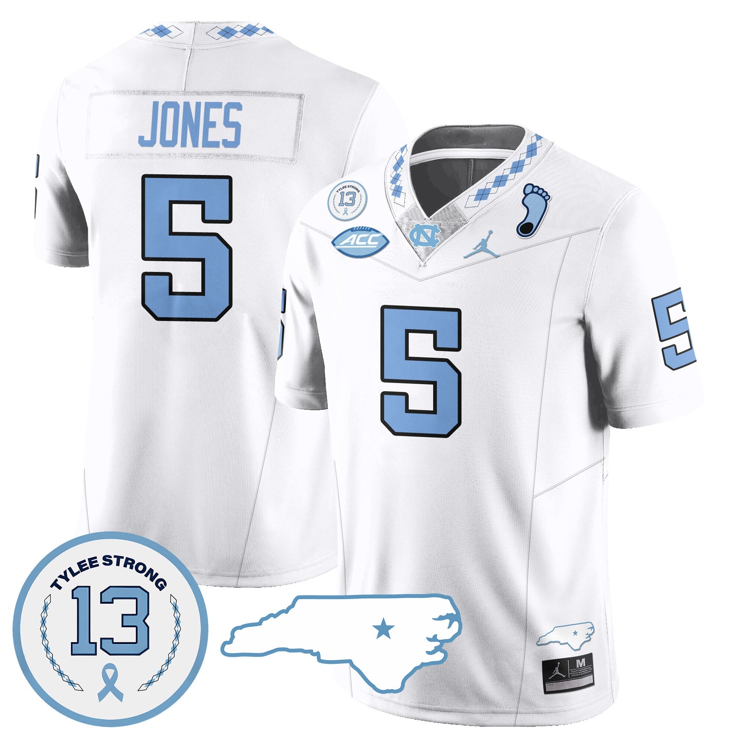 North Carolina Tar Heels Football 2024 Vapor Jersey - All Stitched