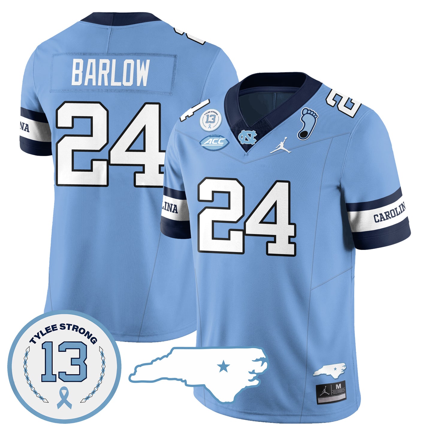 North Carolina Tar Heels Football 2024 Vapor Jersey - All Stitched