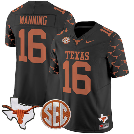 Texas Longhorns State Map & Sec Patch Vapor Limited Jersey V5 - All Stitched