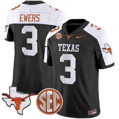 Texas Longhorns State Map & Sec Patch Vapor Limited Jersey V5 - All Stitched