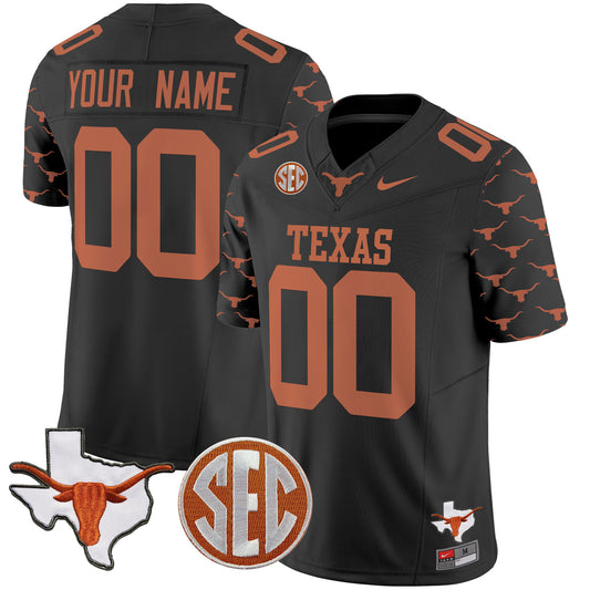 Texas Longhorns State Map & Sec Patch Vapor Limited Custom Jersey V5 - All Stitched