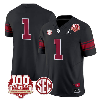 Oklahoma Sooners 100th Anniversary Patch Vapor Limited Jersey - All Stitched