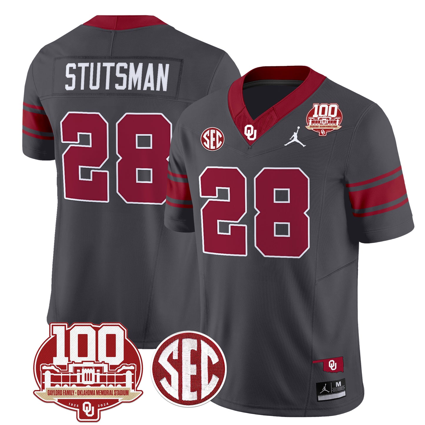 Oklahoma Sooners 100th Anniversary Patch Vapor Limited Jersey - All Stitched