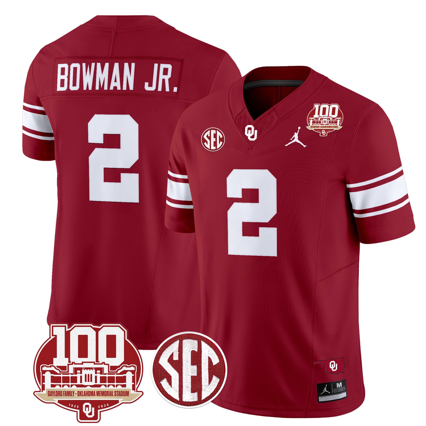 Oklahoma Sooners 100th Anniversary Patch Vapor Limited Jersey - All Stitched