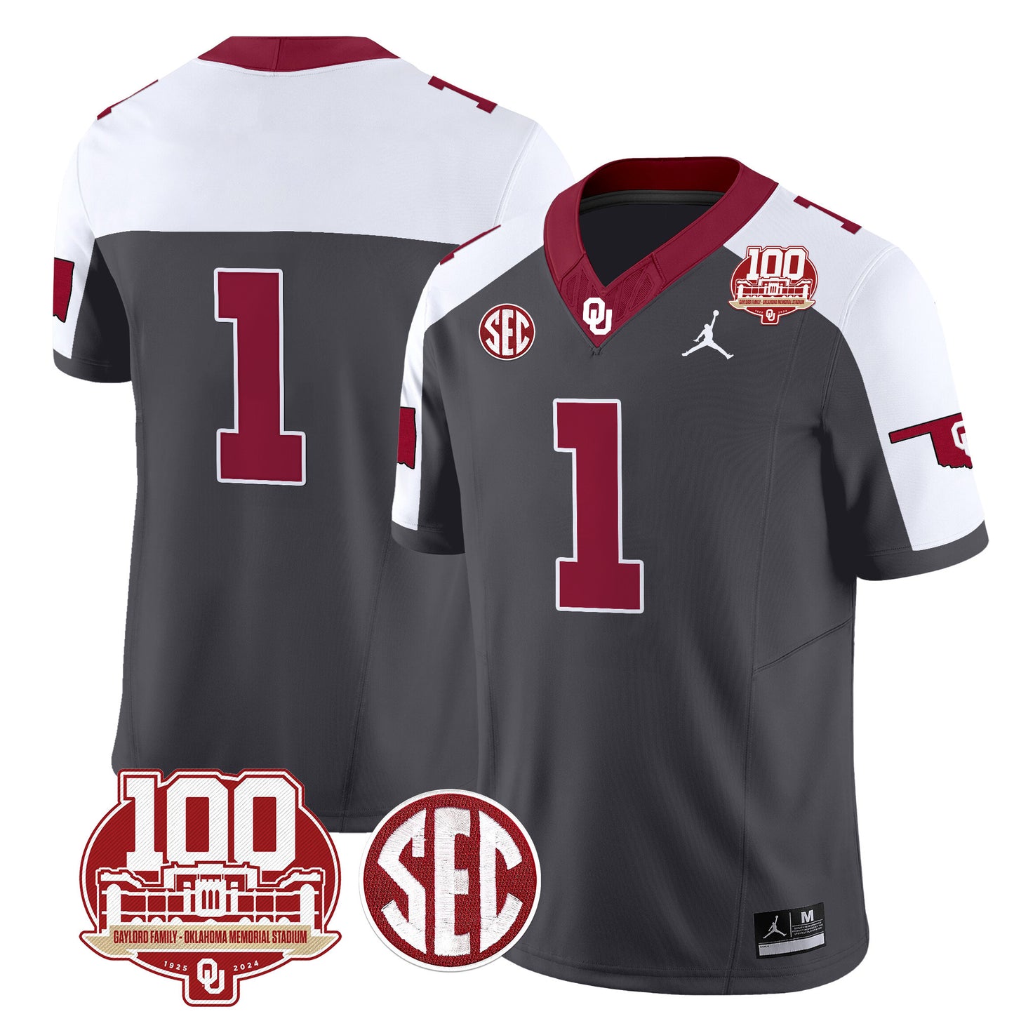 Oklahoma Sooners 100th Anniversary Patch Vapor Limited Jersey - All Stitched