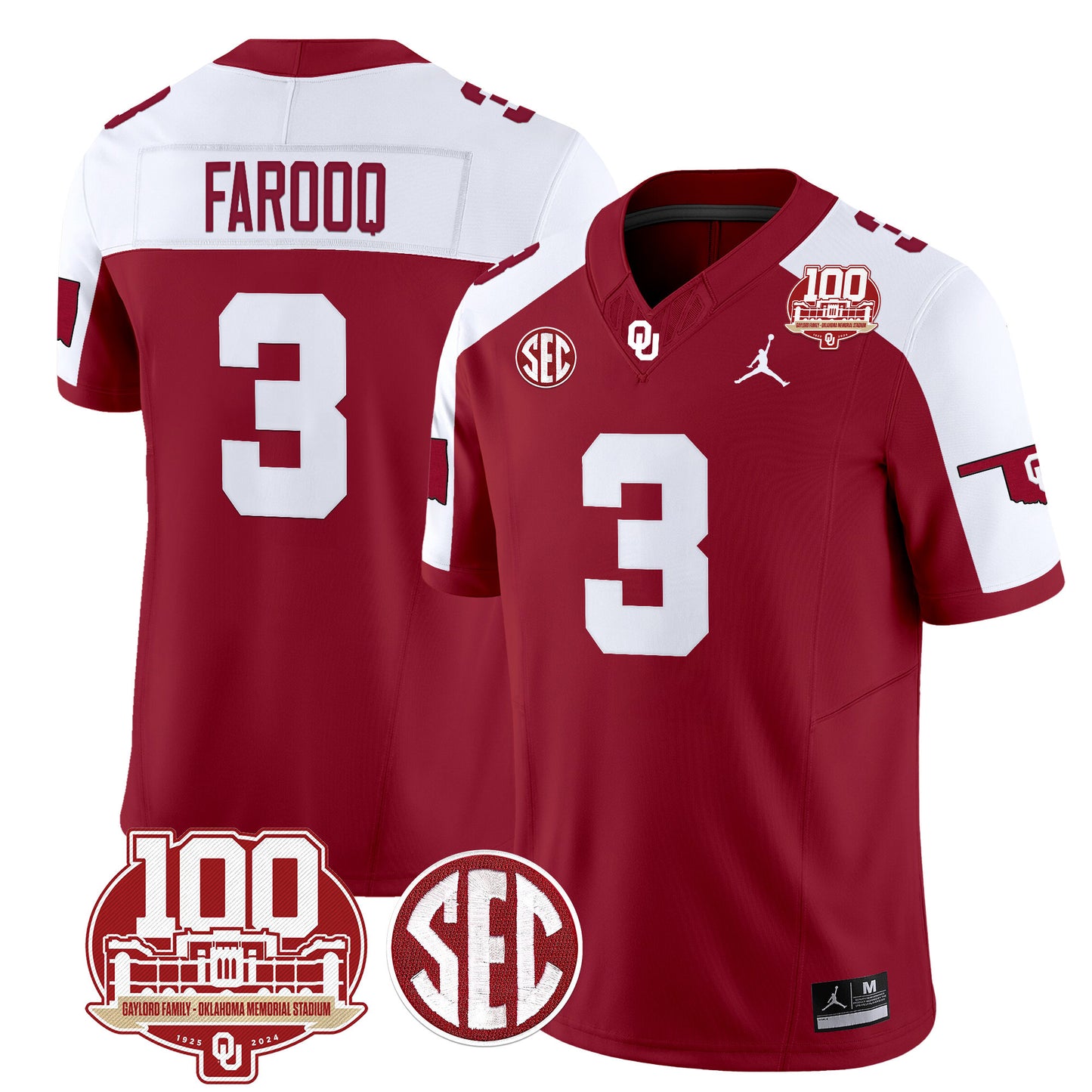 Oklahoma Sooners 100th Anniversary Patch Vapor Limited Jersey - All Stitched