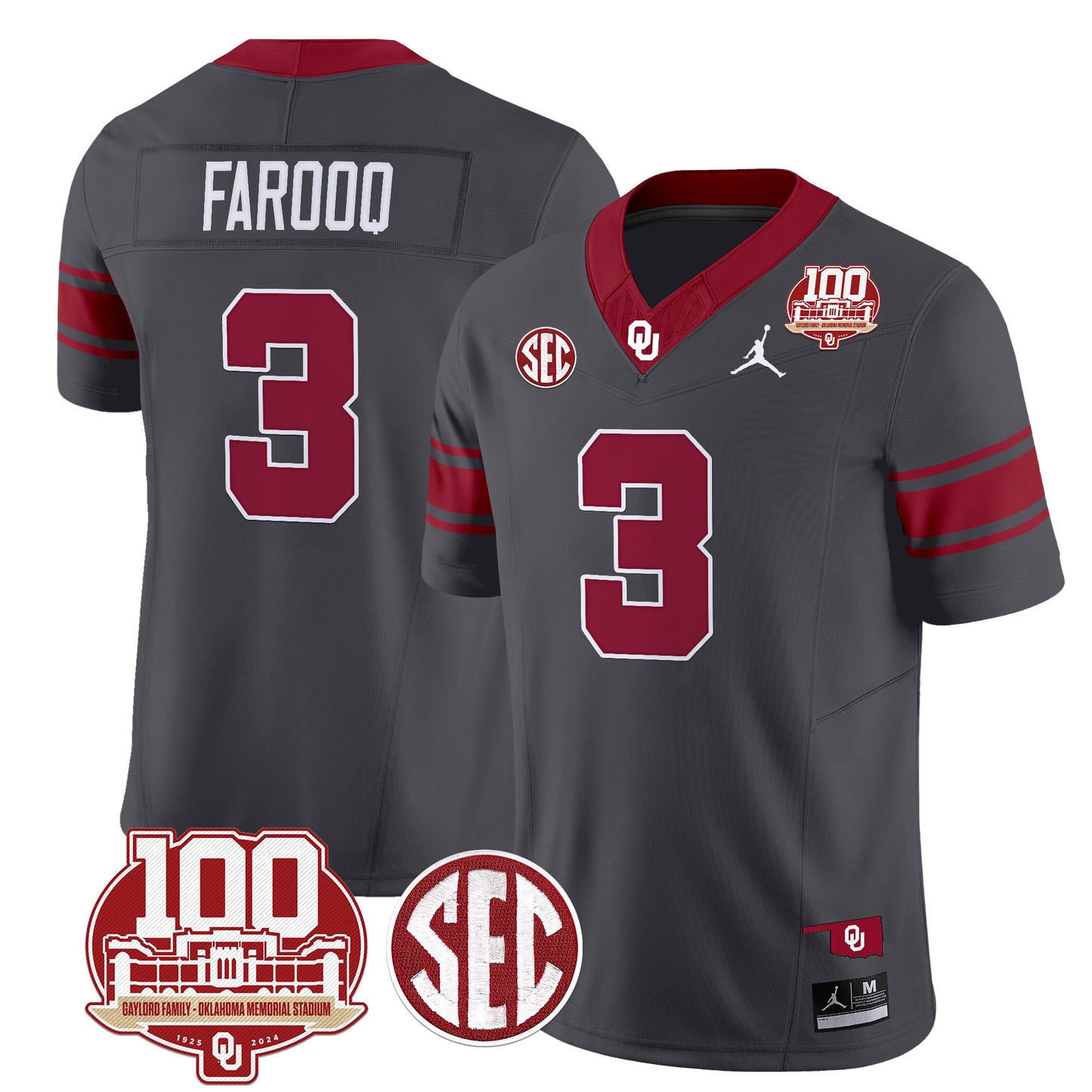 Oklahoma Sooners 100th Anniversary Patch Vapor Limited Jersey - All Stitched